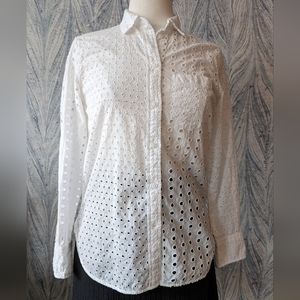 Jcrew classic eyelet button down shirt, size 4